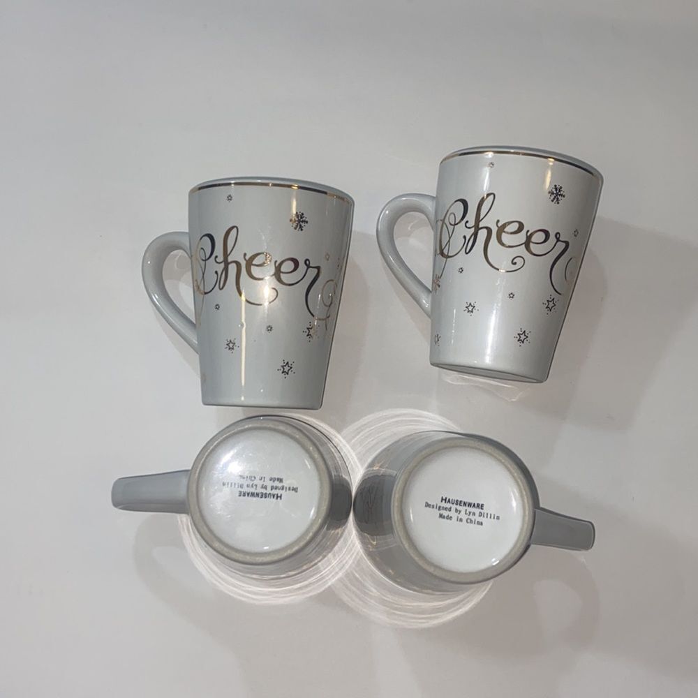 Vintage Of 4 Coffee Cheer Mugs Hausenware Designed By Lyn Dillon Made In China